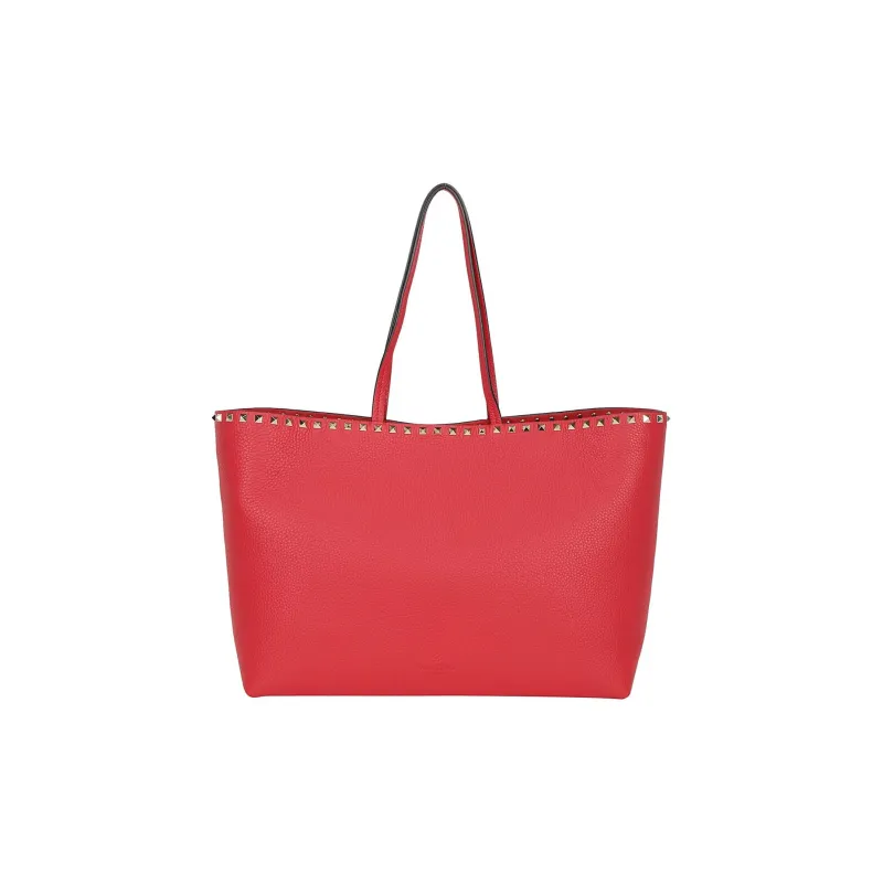 Valentino Leather Tote Bag Shopping Bag Handbag Women's Red-2