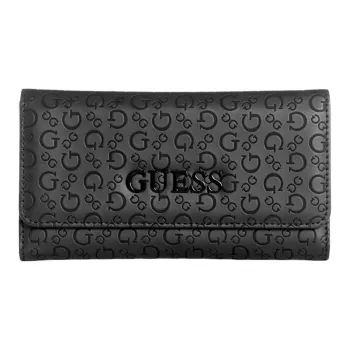 GUESS Smooth Artificial Leather Clutch Unisex Black