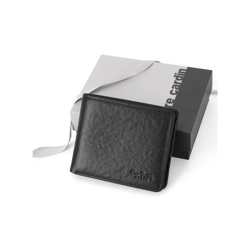 PIERRE CARDIN Top Grain Cow Leather Wallet Men's Black-3