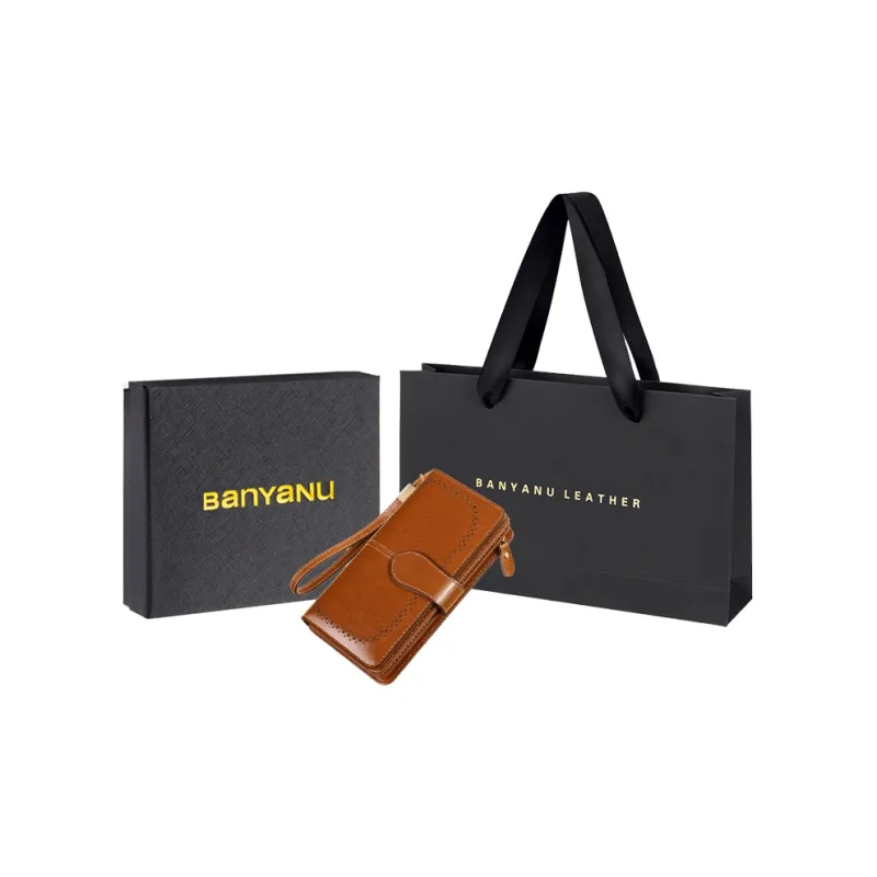 Banyanu Cow Leather Wallet Regular Women's Burgundy/Yellow/Black/Blue-8