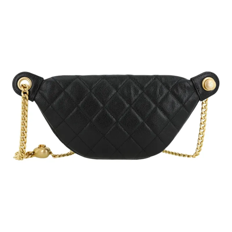 CHANEL Grained Pebbled Cowhide Fanny Pack Women's Black-3