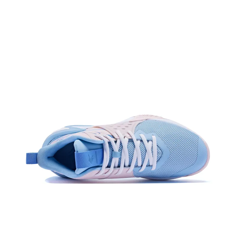QIAODAN Cushioning Wear Resistant Mid Top Basketball Shoes Men's Blue Pink-2