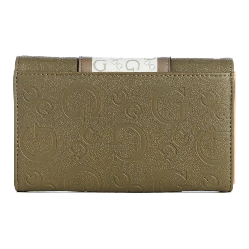 GUESS Artificial Leather Card Holder Wallet Unisex Olive-1