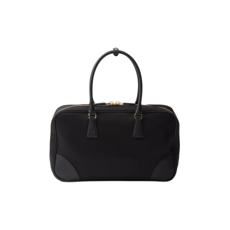PRADA Re Edition Recycled Nylon With Leather Handbag Tubas Women's Black-2