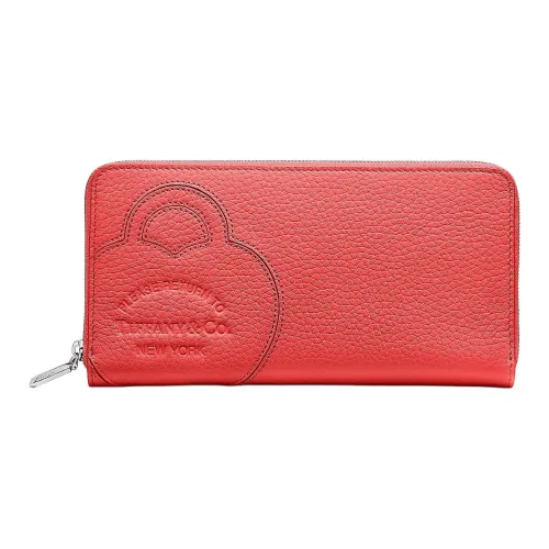 TIFFANY & CO. Return To Tiffany Collection Taurillon Leather Wallet Large Size Women's Mauve Red