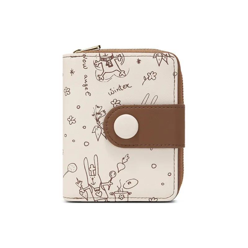 MEXICAN Cow Leather Wallet, Card Holder, Coin Purse Women's Brown/Light Green/Light Yellow-0