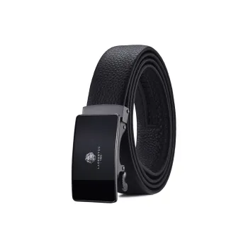 Old Man's Head Automatic Buckle Head Layer Scuff Marks Leather Belts Men's Black