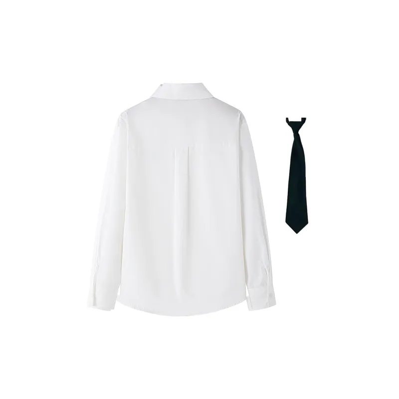 Tokyo Season Shirts Women's White Embroidery Shirt Includes Tie-1