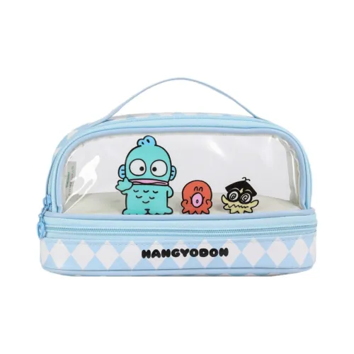 Sanrio Hangyodon Makeup Bags Blue Half-Fishman Cartoon Double-Layer Makeup Bags