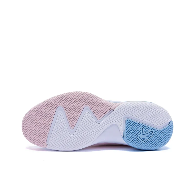 QIAODAN Cushioning Wear Resistant Mid Top Basketball Shoes Men's Blue Pink-3