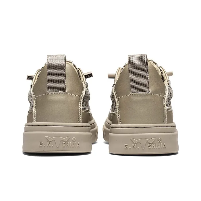 G.N.SHIJIA Abrasion Resistant Slip Resistant Low Top Skateboard Shoes Men's Apricot-4
