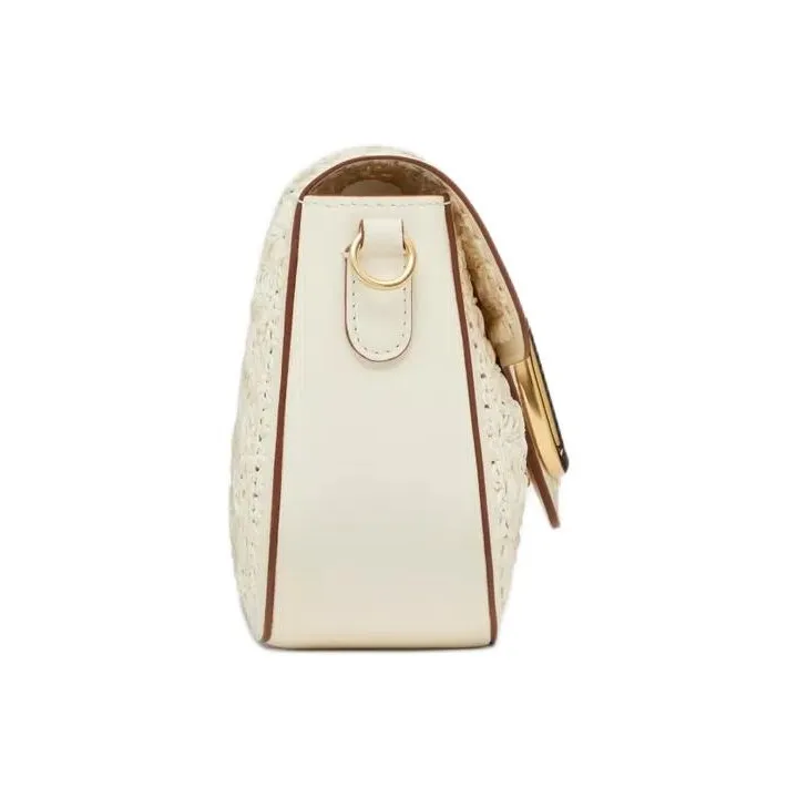 Valentino Woven Leather Portable Crossbody Bag Shoulder Bag Women's Ivory-3