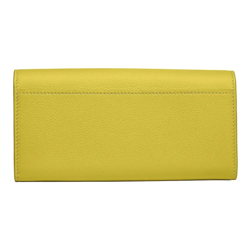 TIFFANY & CO. Leather Wallet Unisex Yellow Green-2