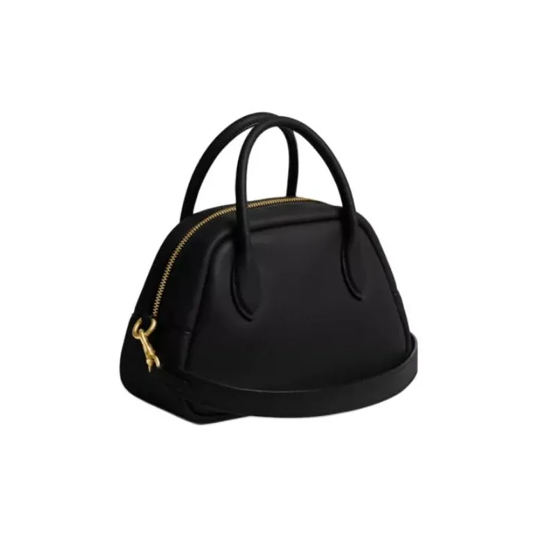COACH Borough Soft Leather Bowling Bag, Handbag, Shoulder Bag, Crossbody Bag Medium Size Women's Black-1