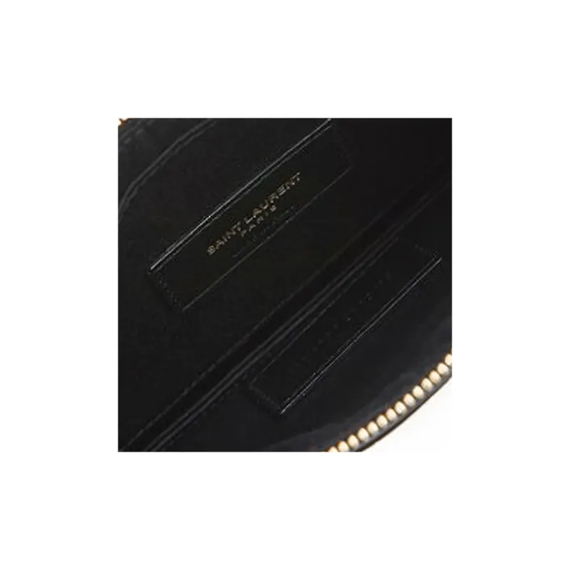 SAINT LAURENT Crocodile Pattern Matte Finish Leather Wallets Clutches Regular Women's Black-4