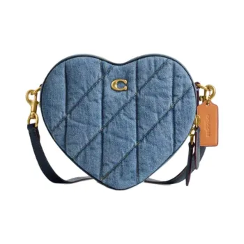 COACH Heart Denim Shoulder Bag, Crossbody Bag Small Size Women's Indigo