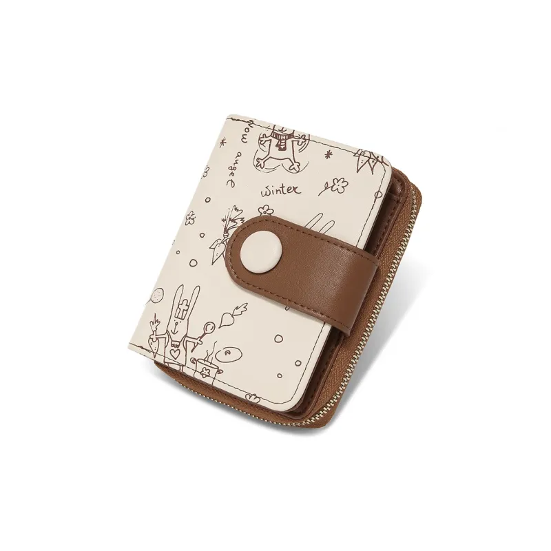 MEXICAN Cow Leather Wallet, Card Holder, Coin Purse Women's Brown/Light Green/Light Yellow-2