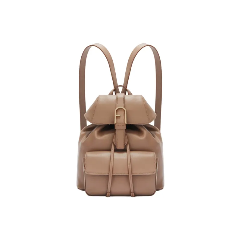 Furla Calfskin Backpack Small Size Women's Brown-0