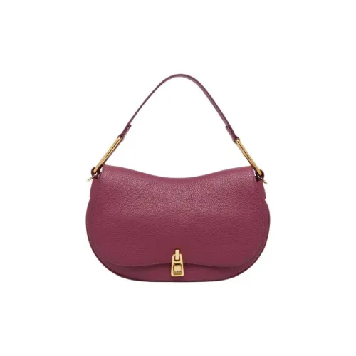 COCCINELLE Grained Leather Shoulder Bag Crossbody Bag Handbag Medium Size Women's Pomegranate Red