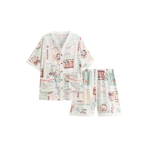FENTENG Pajama Set Women's Elegant White