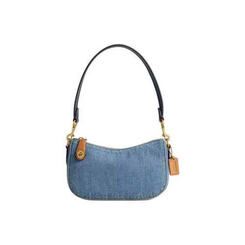COACH Swinger Denim One Shoulder Handbags Small Size Women's Indigo