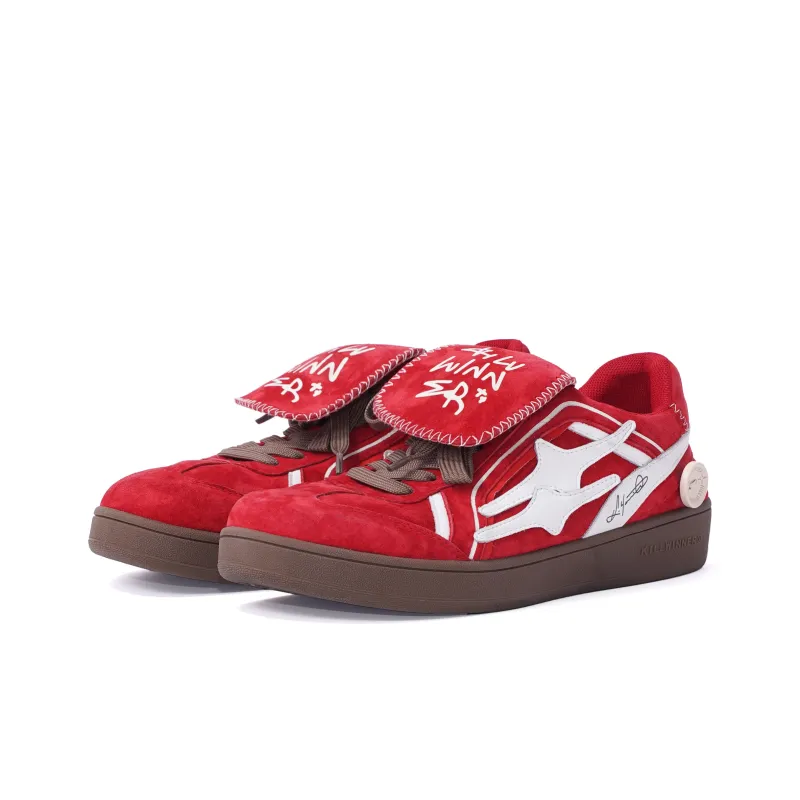 KILLWINNER Anti Slip Wear Resistant Low Top Skateboard Shoes Unisex Red-2