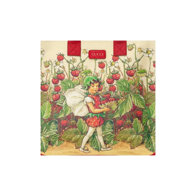 GUCCI Canvas With Leather Tote Bag, Shopping Bag, Handbag Tubas Kids' Red-7