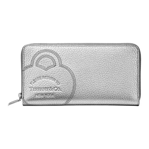 TIFFANY & CO. Return To Tiffany Collection Taurillon Leather Wallet Large Size Women's Silver
