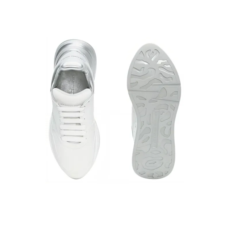 Alexander McQueen Oversized Cushioning Low Top Casual Shoes Men's White Silver-4