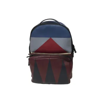 Valentino Calfskin Backpack Men's Red & Brown & Blue & Black