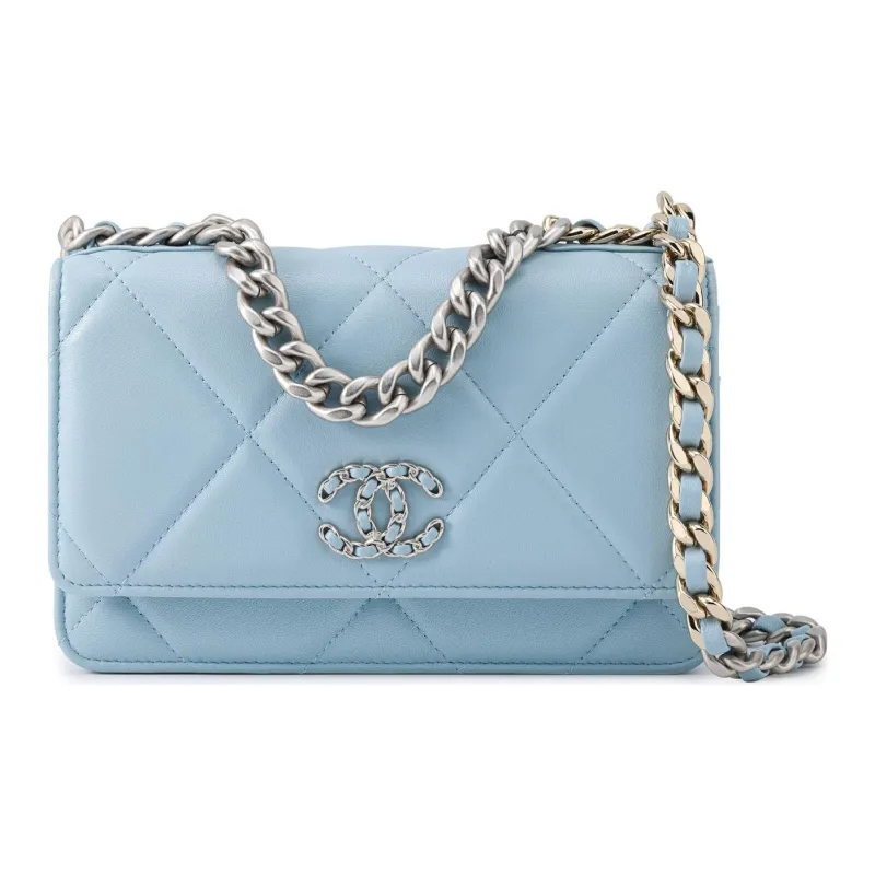 CHANEL 19Bag Lambskin Handbag, Shoulder Bag, Crossbody Bag Women's Light Blue-0