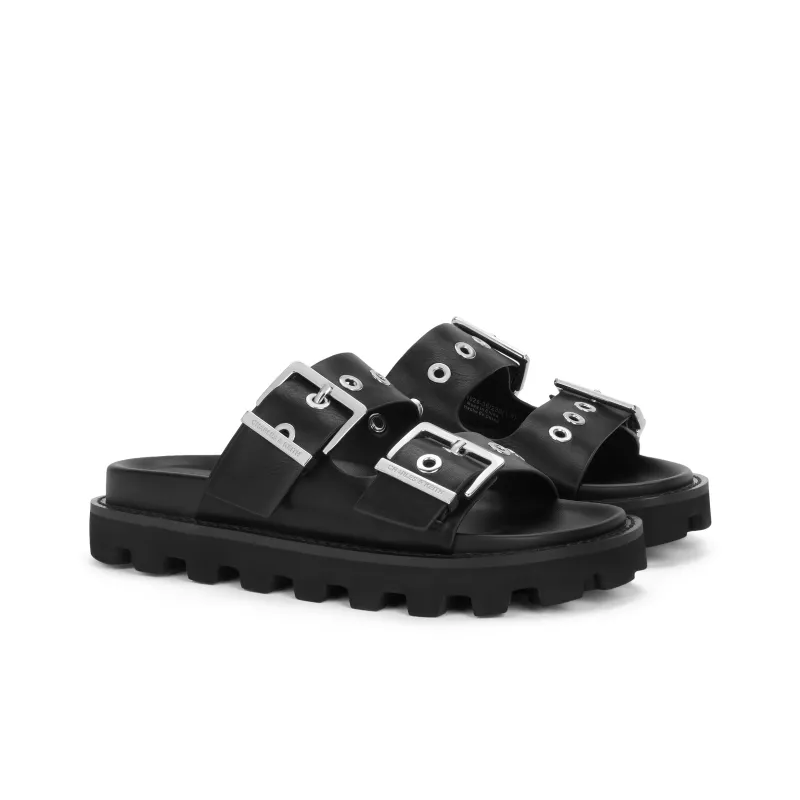 CHARLES&KEITH Slide Slippers Women's Black/White/Pink/Pink-1