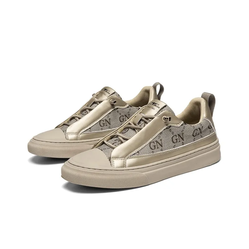 G.N.SHIJIA Abrasion Resistant Slip Resistant Low Top Skateboard Shoes Men's Apricot-2