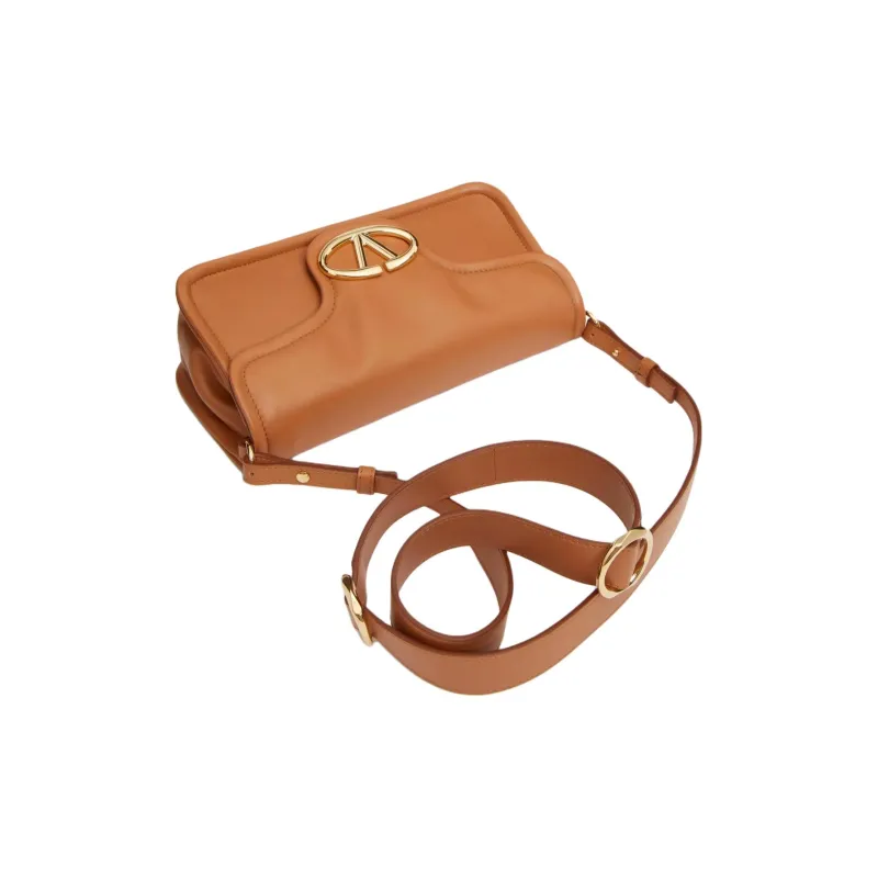 Valentino Nappa Leather Portable Crossbody Bag Shoulder Bag Medium Size Women's Almond-2