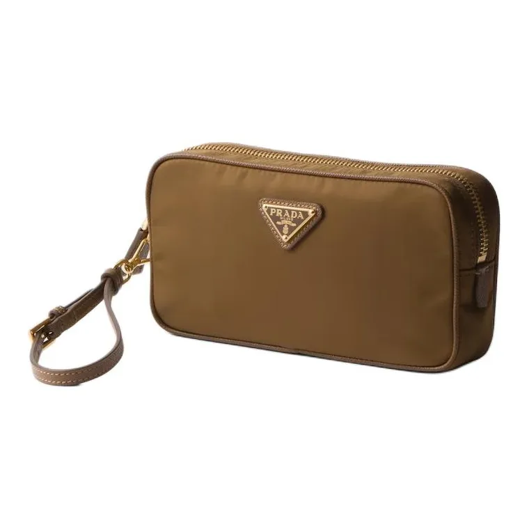 PRADA Re-Edition Recycled Nylon Clutch Women's Cork Beige-1
