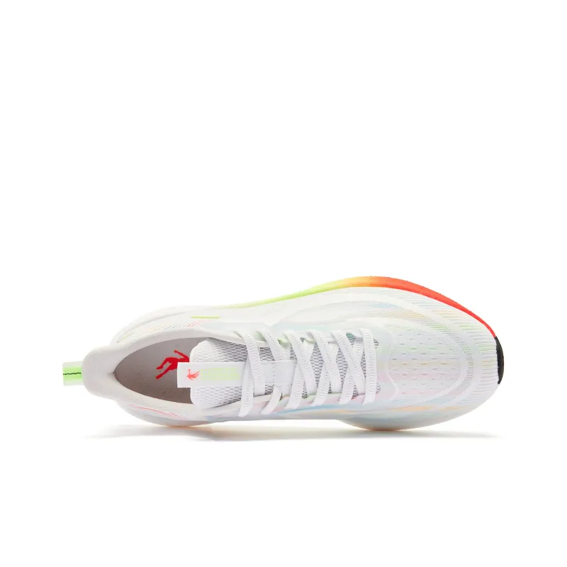 QIAODAN Rapid LITE Cushioned Slip Resistant Low Top TURBO Rebound Technology Running Shoes Men's White Orange Green-3