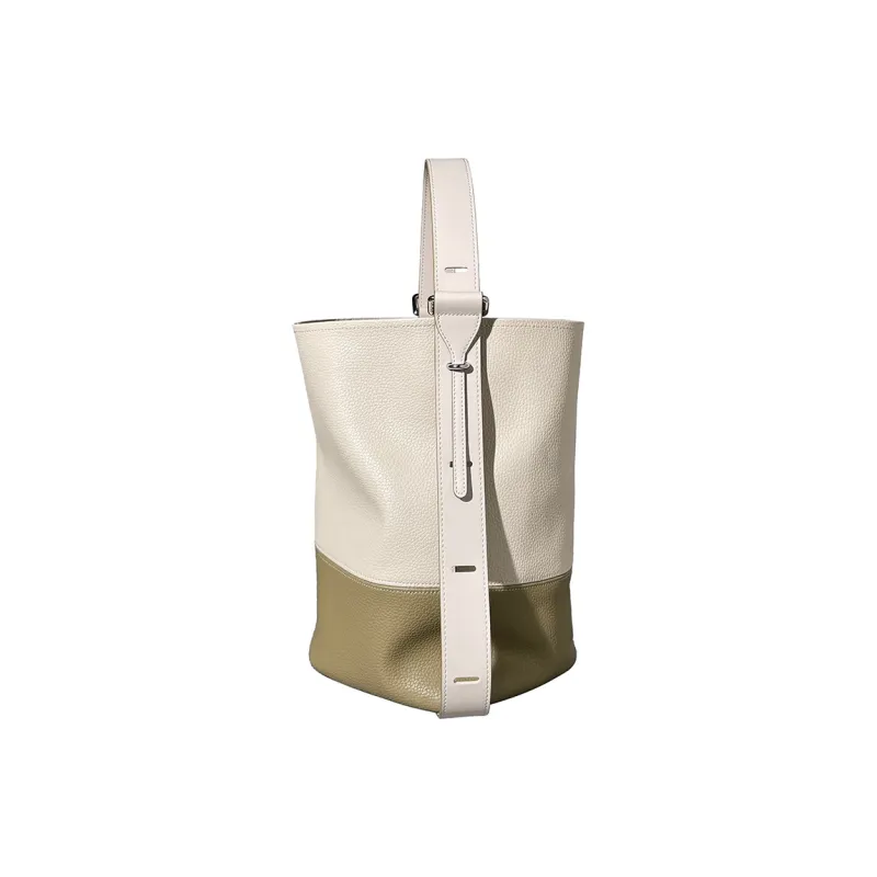 AJ AOIRJ Cow Leather Genuine Bucket Bag Crossbody Bag Hobo Bag Shoulder Bag Regular Women's Latte/Milk Green/Cookie-5