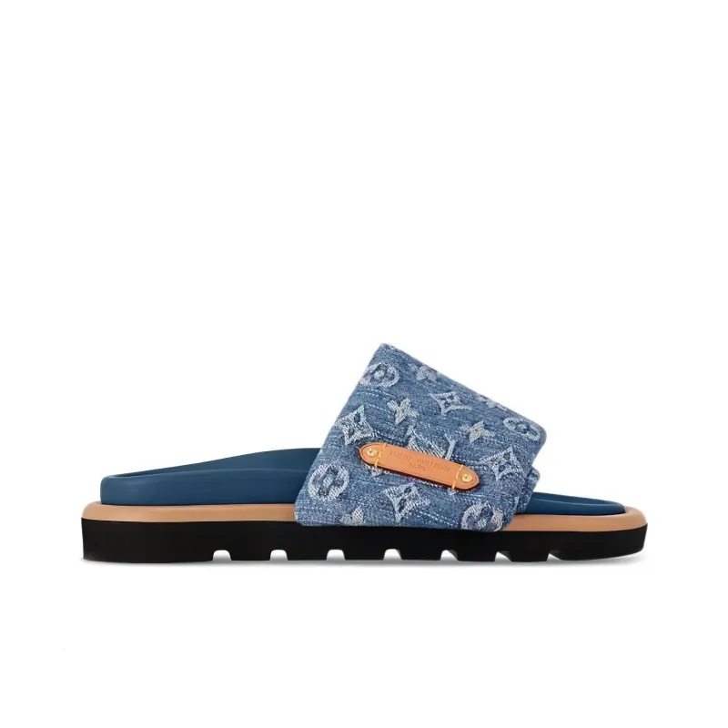 LOUIS VUITTON Pool Pillow Comfort Slide Slippers Women's Blue-1