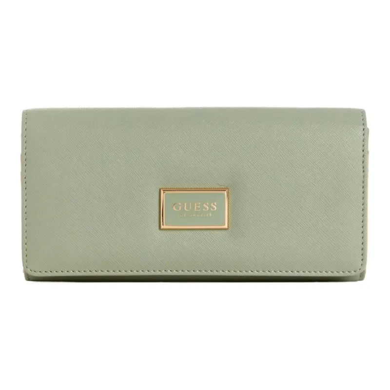 GUESS Artificial Leather Card Holder Wallet Unisex Light Green-0