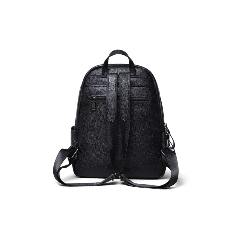 COMELY Cow Leather Patchwork Synthetic Leather Backpack Regular Women's Black-3