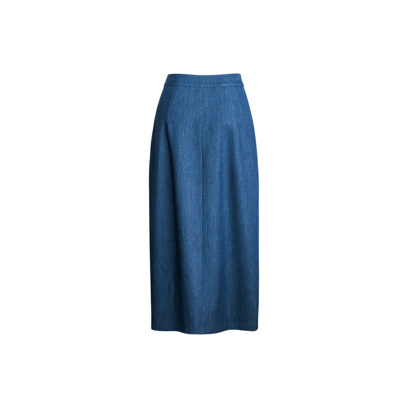 ROEYSHOUSE Casual Long Skirts Women's Denim Blue-1