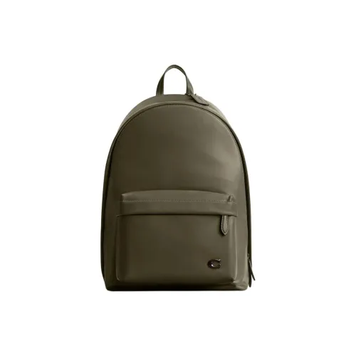 COACH Leather Backpack Large Size Men's Green