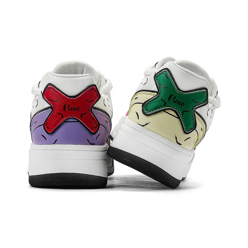 SESAME STREET Slip-Resistant Cushioning Wear-Resistant Breathable Height Increasing Low-Top Skateboard Shoes Unisex-5