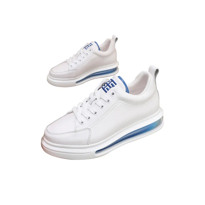 LYFAG Skateboard Shoes Unisex Mid Top White/Blue/Gray-2