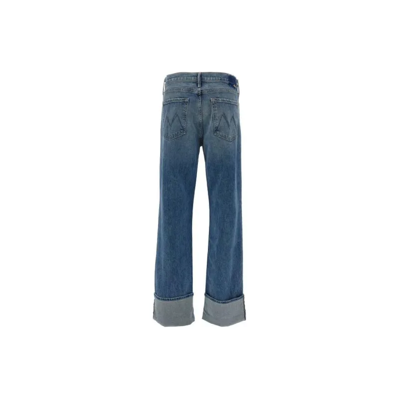 MOTHER Duster Skimp Logo Patch Straight Leg Jeans-1