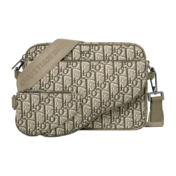 DIOR Oblique Printed Fabric Saddle Three-Piece Set Shoulder Bag Crossbody Bag Men's Khaki