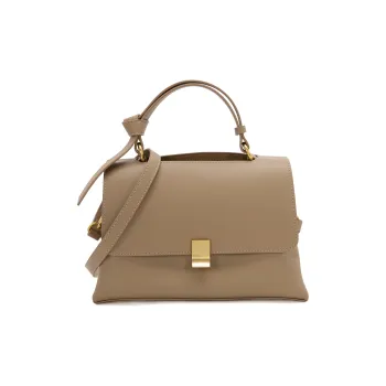 VENOF Cow Leather Shoulder Bag Crossbody Bag Handbag Regular Women's Khaki/Camel Brown/White