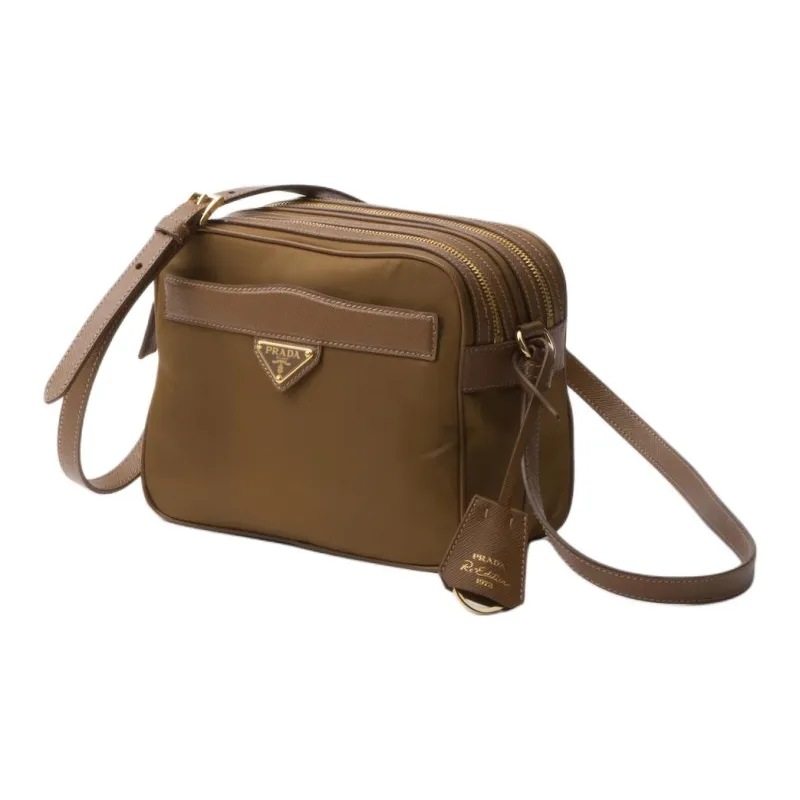 PRADA Re Edition Fabric With Leather Crossbody Bag Shoulder Bag Women's Cork Beige-1