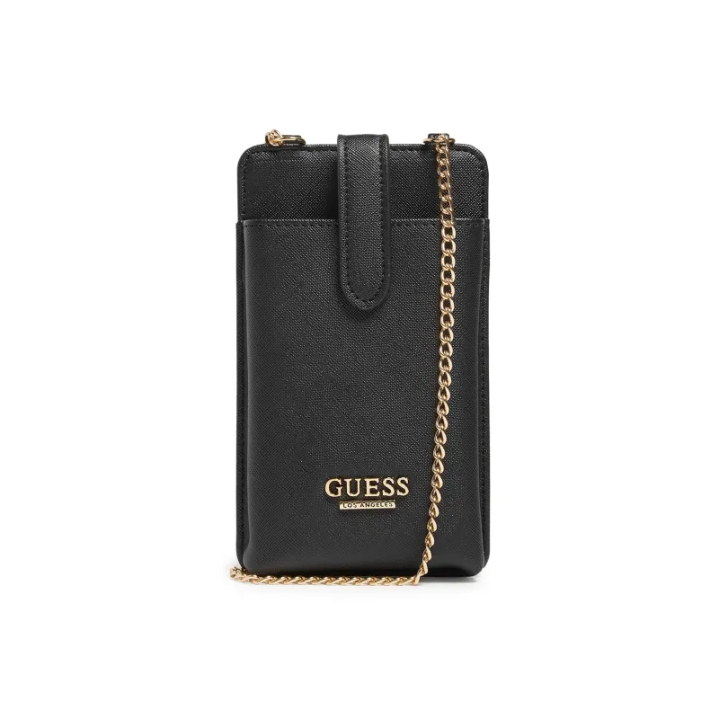 GUESS Artificial Leather One Shoulder Crossbody Cell Phone Pouch Regular Unisex Black-0