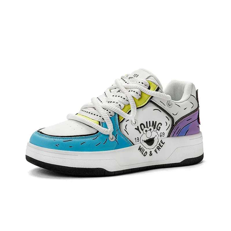SESAME STREET Slip-Resistant Cushioning Wear-Resistant Breathable Height Increasing Low-Top Skateboard Shoes Unisex-3